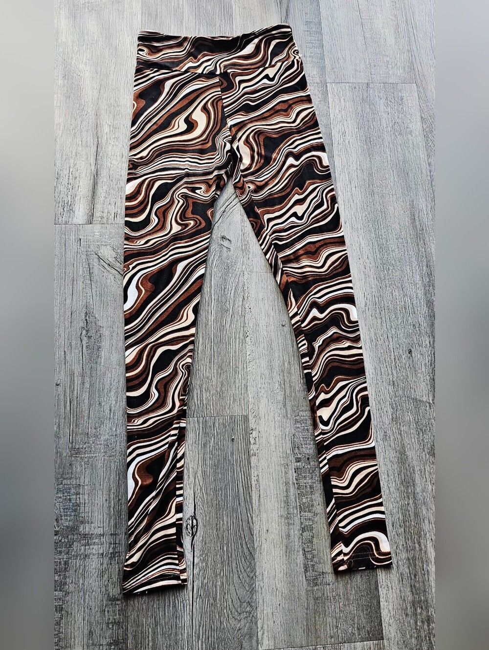 Streetwear Society Marble Swirl Leggings - Brown Black Cream